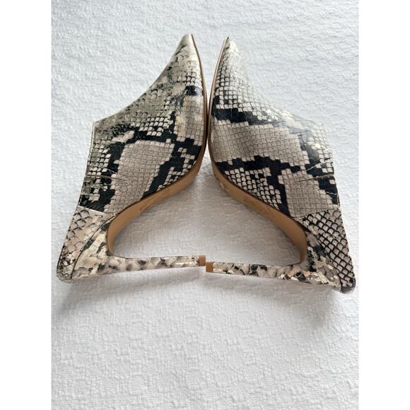 Express Snake Print Pointed Toe Stiletto Mule Heels Slip On Beige Black Size 7 - Picture 7 of 7